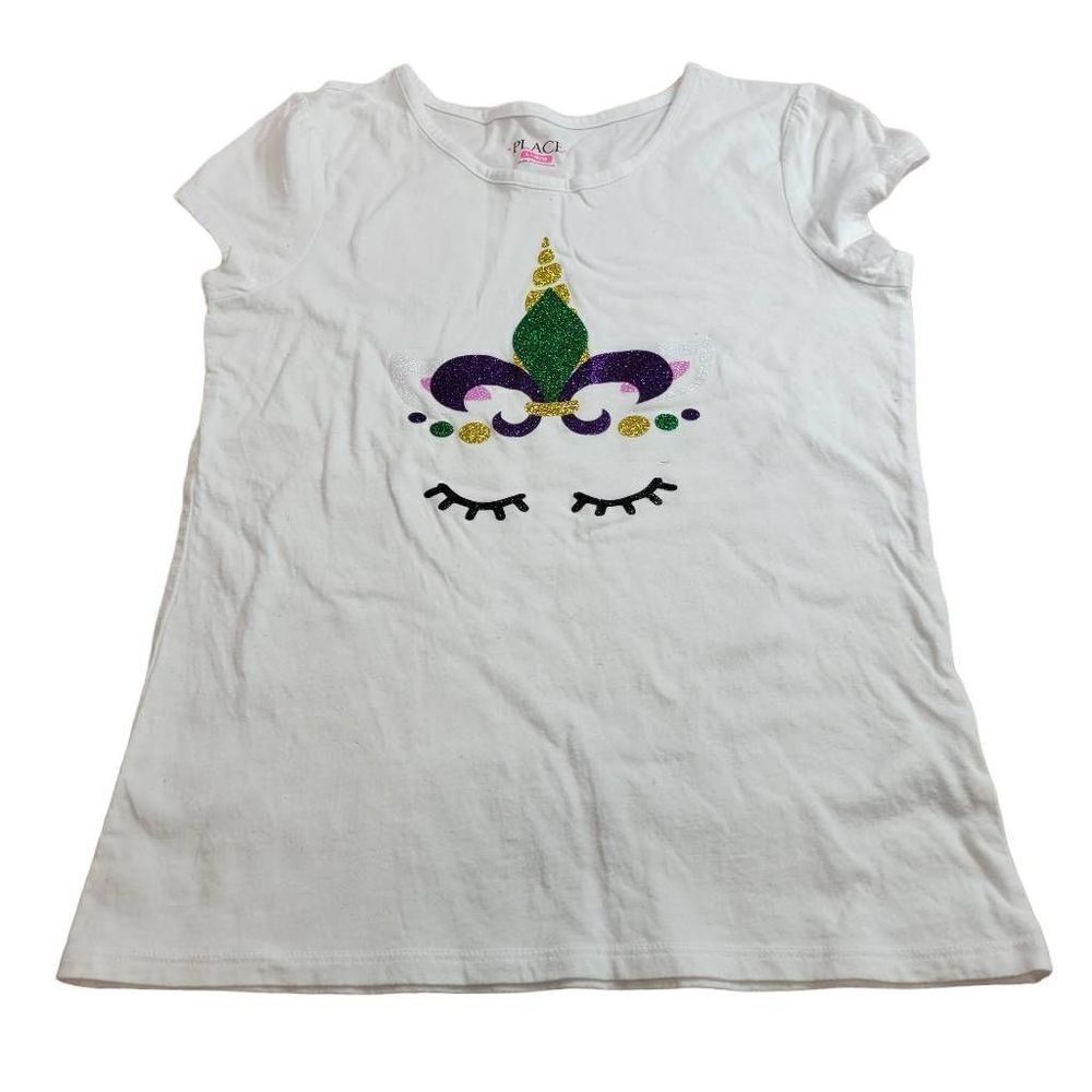 Children's Place unicorn Mardi Gras shirt L10/12
